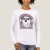 Cool Ghost Met Zonnebril Halloween  Retro Tri-Blend Shirt (Voorkant volledig)