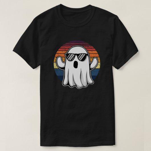 Cool Ghost Met Zonnebril Retro Zonsondergang Hallo T-shirt (Design voorkant)