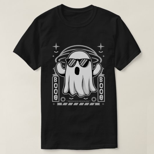 Cool Ghost Met Zonnebril Spooky Boo Halloween T-shirt (Design voorkant)