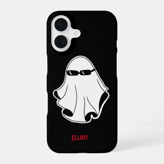 Cool Ghost met zwarte zonnebril iPhone 16 Hoesje (Achterkant)