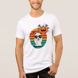 Cool Ghost & Pumpkin beroemd gemaakt door Hallowee Tri-Blend Shirt