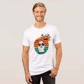 Cool Ghost & Pumpkin beroemd gemaakt door Hallowee Tri-Blend Shirt (Voorkant volledig)
