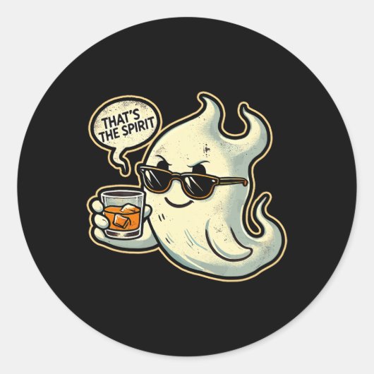 Cool Ghost Whiskey Pun Mannen Vrouwen Grappig Hall Ronde Sticker (Voorkant)