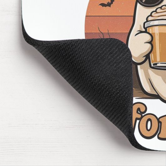 Cool Ghost with Coffee Halloween Mousepad Muismat (Hoek)