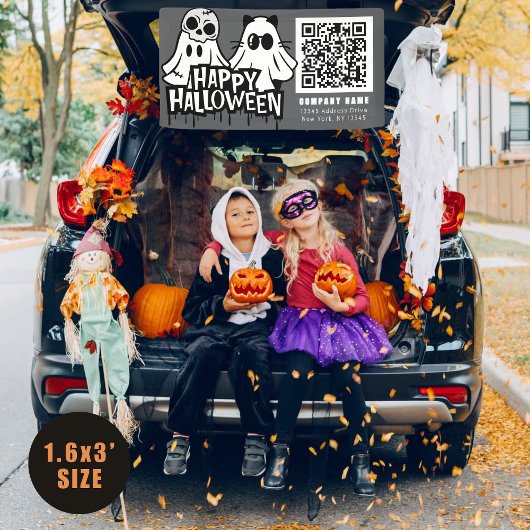 Cool Ghosts Happy Halloween QR Zakelijk Spandoek