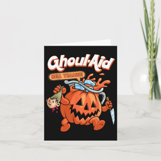 Cool Ghoul Aid Funny Ghoul Pumpkin Cute Meme Hallo Kaart (Voorkant)