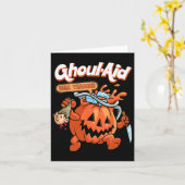 Cool Ghoul Aid Funny Ghoul Pumpkin Cute Meme Hallo Kaart (Gele Bloem)