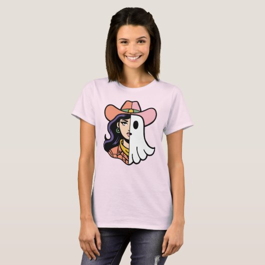 Cool Ghoul Cowgirl Half Ghost Half Western T-shirt (Voorkant volledig)