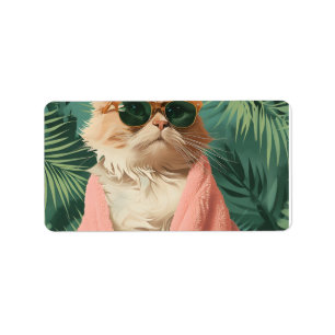 Cool Ginger Cat Vacation Vibes esthetisch Etiket