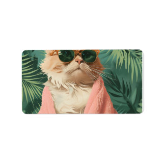 Cool Ginger Cat Vacation Vibes esthetisch Etiket