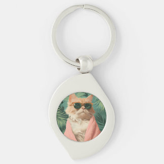 Cool Ginger Cat Vacation Vibes esthetisch Sleutelhanger