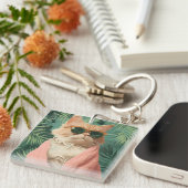 Cool Ginger Cat Vacation Vibes esthetisch Sleutelhanger (Voorkant Rechts)