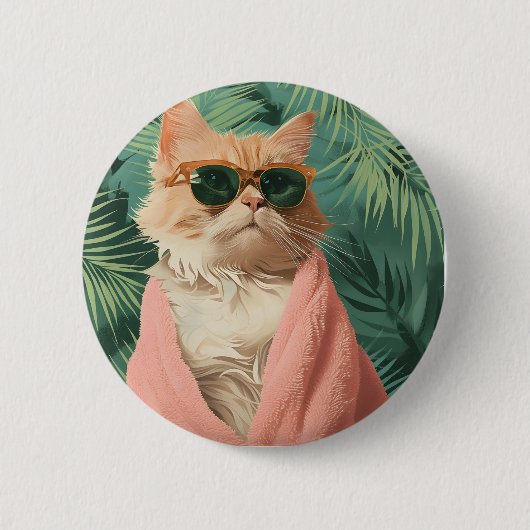 Cool Ginger Cat Vacation Vibes knoppendop Ronde Button 5,7 Cm (Voorkant)