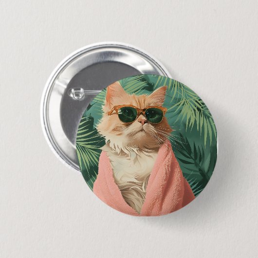 Cool Ginger Cat Vacation Vibes knoppendop Ronde Button 5,7 Cm (Voorkant /achterkant)