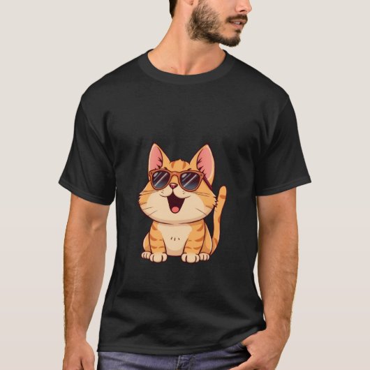Cool Ginger Cat Wearing Sunglasses Funny Happy ✨🐾 T-shirt (Voorkant)
