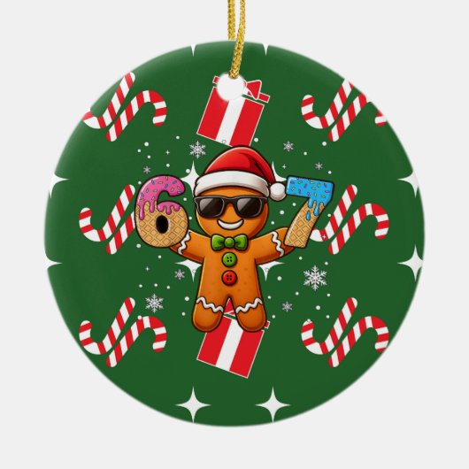 Cool Gingerbread 67 — Holiday Ice‑Cream Numbers Keramisch Ornament (Voorkant)