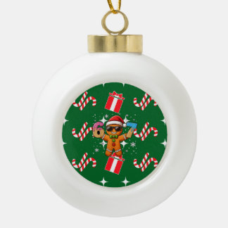 Cool Gingerbread 67 — Holiday Ice‑Cream Numbers Keramische Bal Ornament