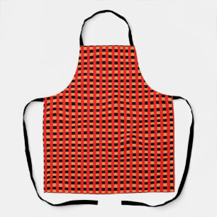Cool Gingham Oranje, rood en zwart Patroonontwerp Schort