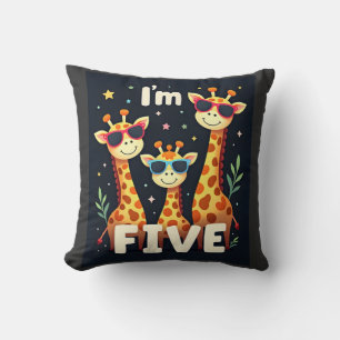 Cool Giraffe 5e verjaardagsfeestje 5 jaar oude peu Kussen