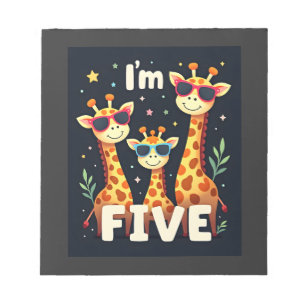 Cool Giraffe 5e verjaardagsfeestje 5 jaar oude peu Notitieblok