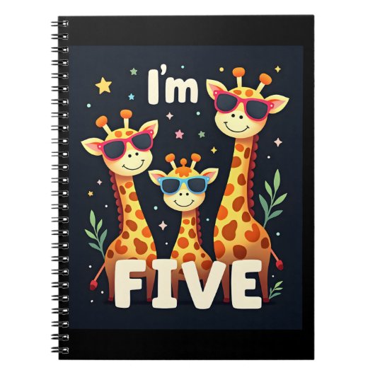 Cool Giraffe 5th Birthday Party 5 Year Old Toddler Notitieboek (Voorkant)