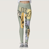 Cool Giraffe Abstract Line Art Leggings (Voorkant)