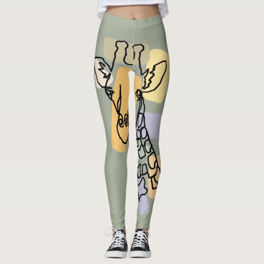 Cool Giraffe Abstract Line Art Leggings (Voorkant)