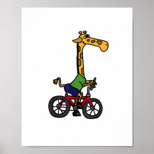 Cool Giraffe Fietst op Fiets  Poster