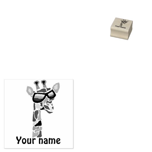 Cool Giraffe houten stempel (Gestempeld)