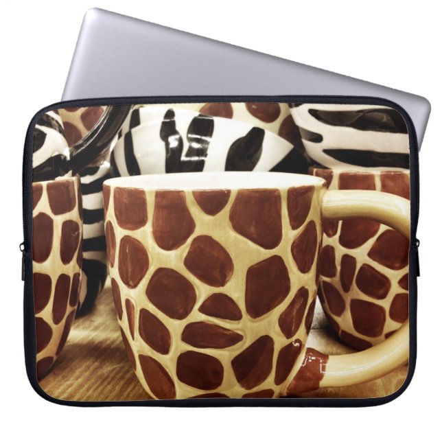 Cool Giraffe Pattern and Zebra Stripes Coffee Mugs Laptop Sleeve (Voorkant)