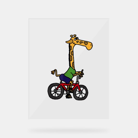 Cool Giraffe Rijden Fiets Acryl Bord (Voorkant)