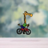 Cool Giraffe Rijden Fiets Acryl Bord (Neutraal)