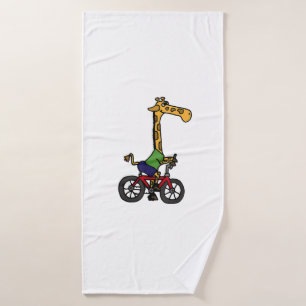 Cool Giraffe Rijden Fiets Badhanddoek