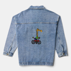 Cool Giraffe Rijden Fiets Denim Jacket