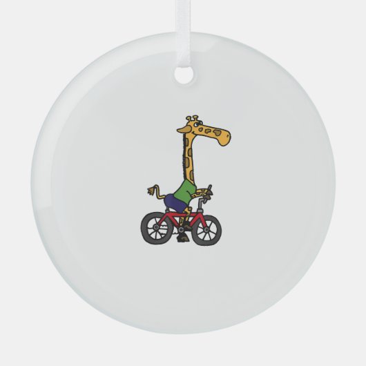 Cool Giraffe Rijden Fiets Glas Ornament (Voorkant)