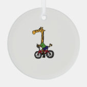 Cool Giraffe Rijden Fiets Glas Ornament (Achterkant)