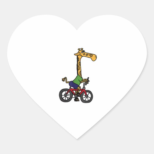 Cool Giraffe Rijden Fiets Hart Sticker (Voorkant)