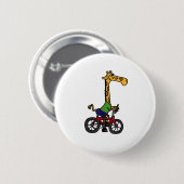 Cool Giraffe Rijden Fiets Ronde Button 5,7 Cm (Voorkant /achterkant)
