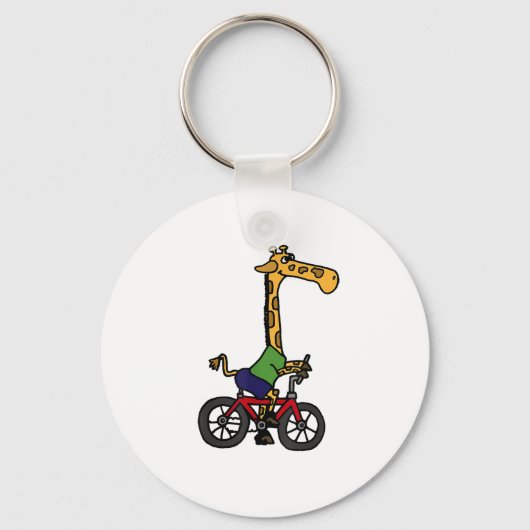 Cool Giraffe Rijden Fiets Sleutelhanger (Voorkant)