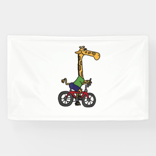 Cool Giraffe Rijden Fiets Spandoek (Horizontaal)
