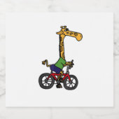 Cool Giraffe Rijden Fiets Sparkling Wijnetiket (Enkel label)