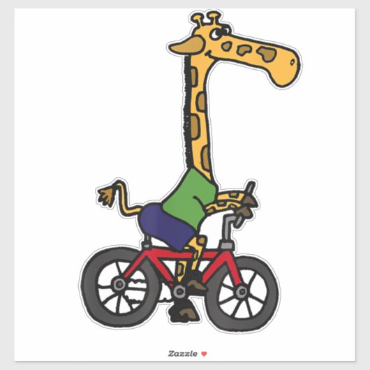 Cool Giraffe Rijden Fiets Sticker (Vel)