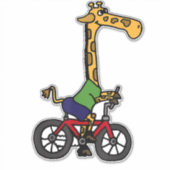 Cool Giraffe Rijden Fiets Sticker (Voorkant)