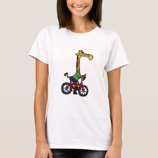 Cool Giraffe Rijden Fiets T-shirt (Voorkant)