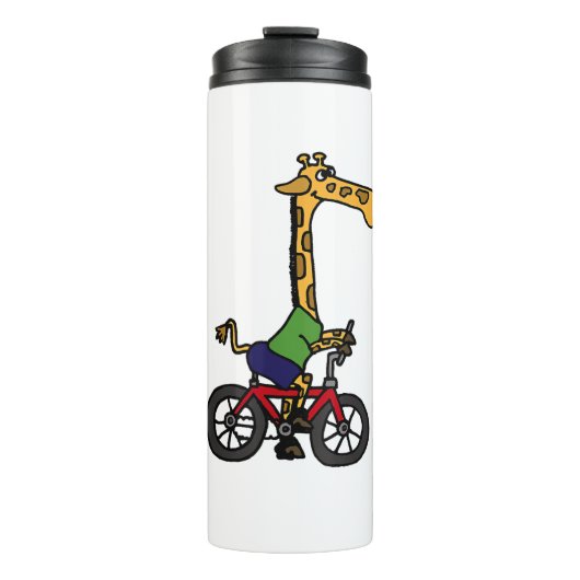 Cool Giraffe Rijden Fiets Thermosbeker (Voorkant)