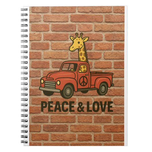 Cool Giraffe Rijden op een Peace Truck Notitieboek (Voorkant)