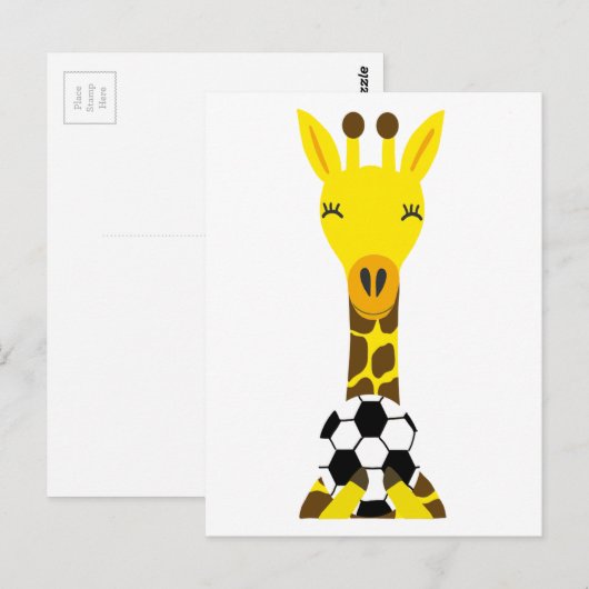Cool Giraffe Spelen Voetbal Briefkaart (Voorkant / Achterkant)