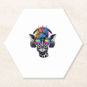 Cool Giraffe Zonnebril Hoofdtelefoon Giraffes Kartonnen Onderzetters