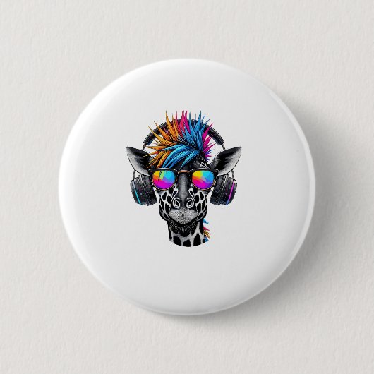 Cool Giraffe Zonnebril Hoofdtelefoon Giraffes Ronde Button 5,7 Cm (Voorkant)