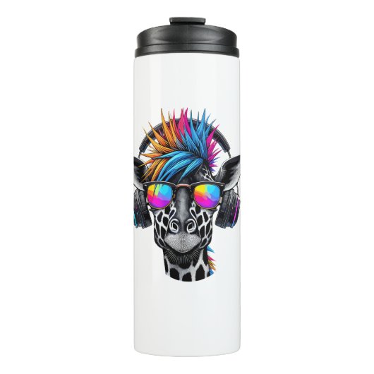 Cool Giraffe Zonnebril Hoofdtelefoon Giraffes Thermosbeker (Voorkant)